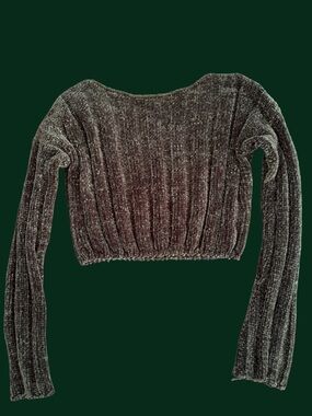 dark green chenille cropped sweater
